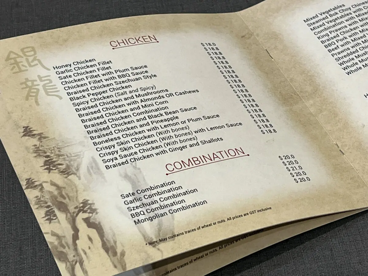 Saddle Stitch Menus